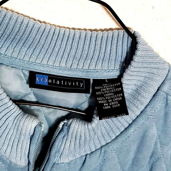 Relativity Womens Quilted Puffer Vest Sky Blue Size Small Full zip sleeveless - Picture 4 of 8